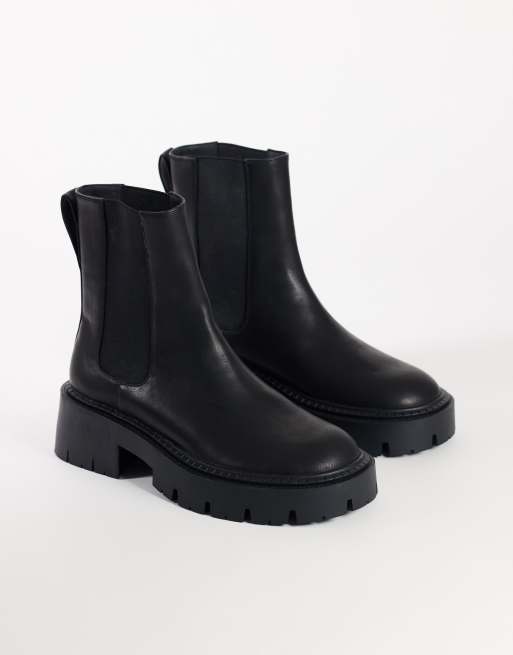 Topshop Leon chunky Chelsea ankelstøvle i sort, 2 af 4