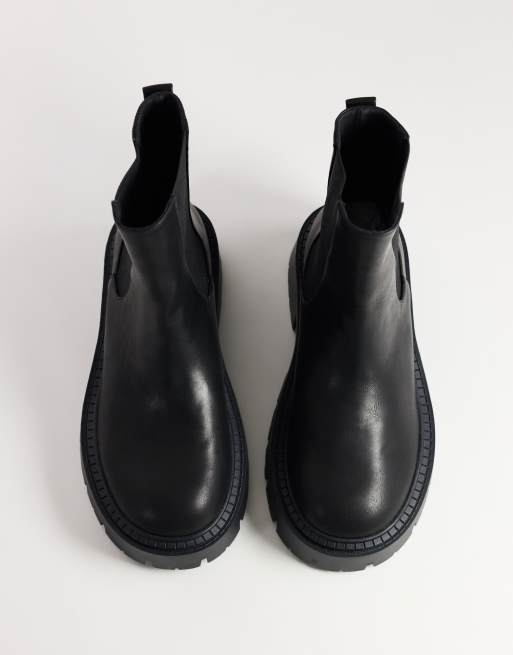 Topshop Leon grova chelseaboots till ankeln i svart, 3 av 4