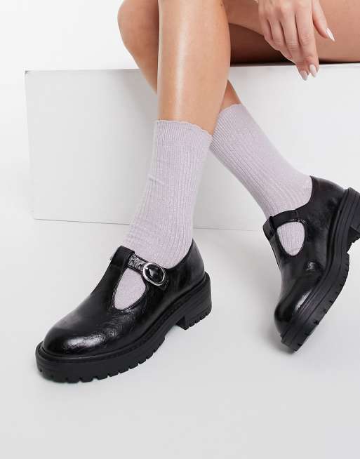 Topshop - Leonard - Scarpe con cinturino a T e suola spessa nere, 2 di 4