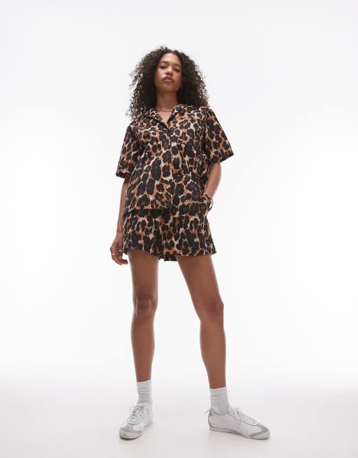 Topshop leopard corrective print shirt dress