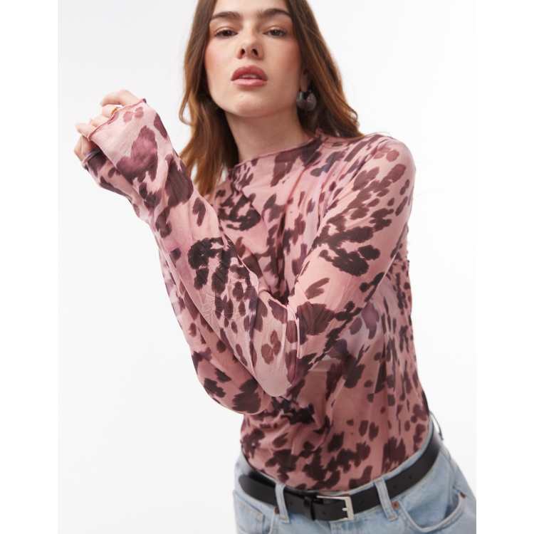 Women's Striped Color Block Leopard Print Top - Short Sleeve, Loose Fit Casual Shirt - View #6