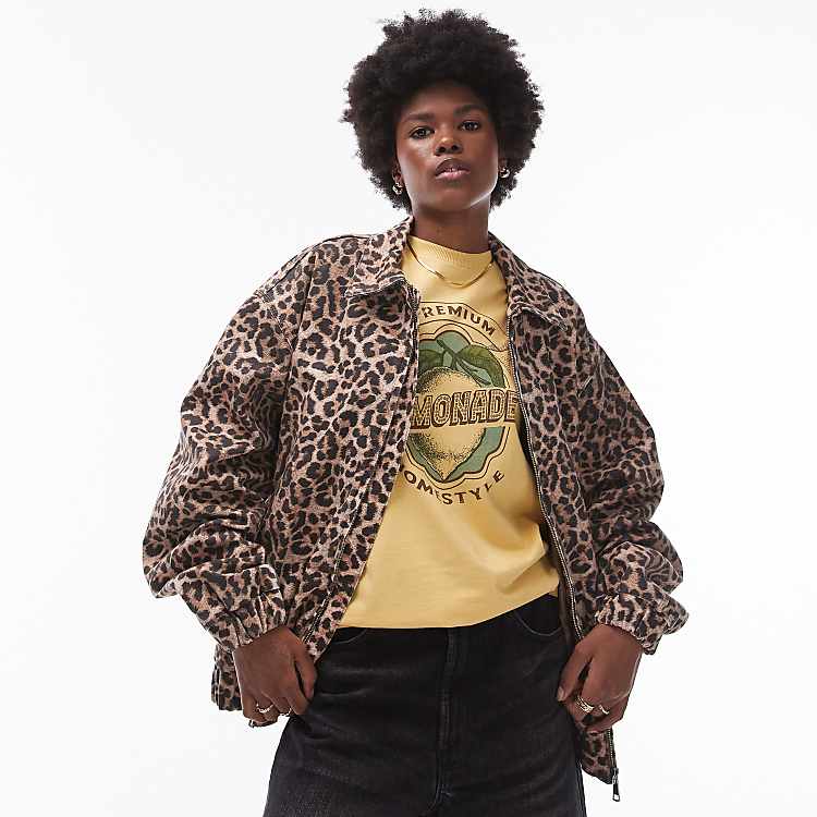 Topshop leopard print cotton bomber jacket | ASOS Topshop leopard print cotton bomber jacket | ASOS