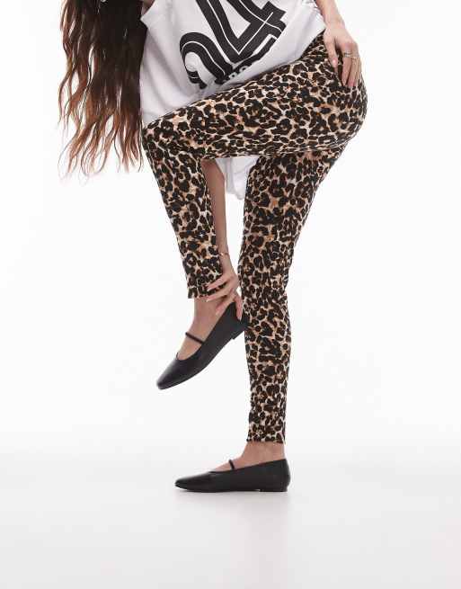 Topshop leopard print legging in brown ASOS