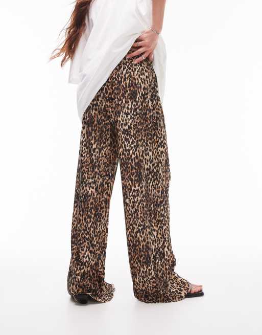 Topshop leopard print plisse pants