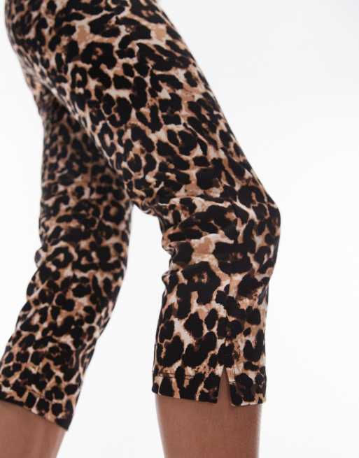 Topshop leopard print ponte capri in brown, 4 of 5