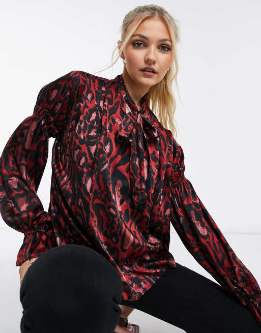 Ladies red shop animal print top