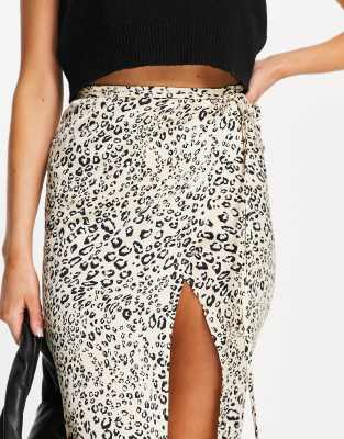 topshop leopard print denim skirt