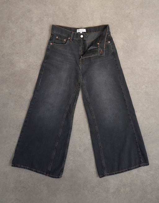 Topshop - Lette crop-jeans med brede ben i sort vask, 7 af 8