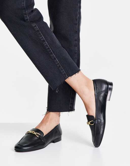 Topshop - Lexington - Leren loafers in zwart