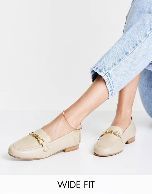 Topshop - Lexington - Loafers met brede pasvorm in gebroken wit