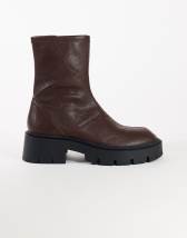 Topshop Liam chunky sock boot in chocolate