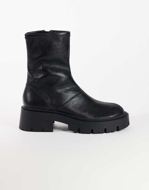 Topshop Liam chunky sock boots in black - view 1