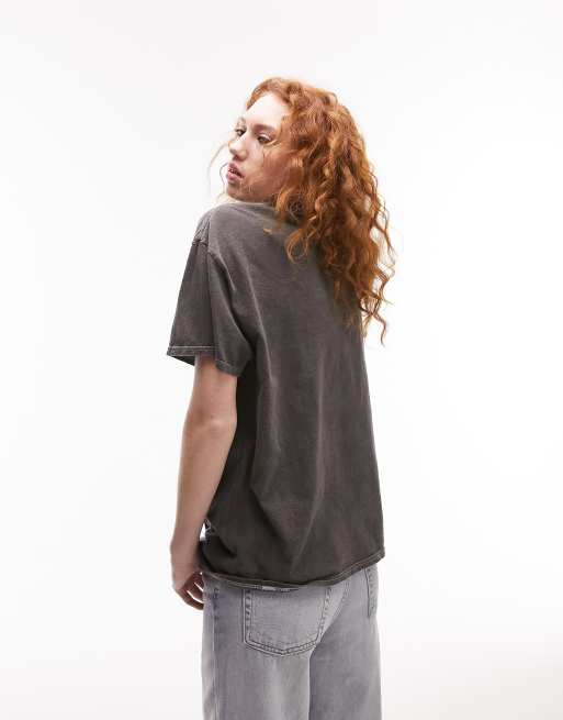 Topshop license graphic David Bowie oversized tee in charcoal