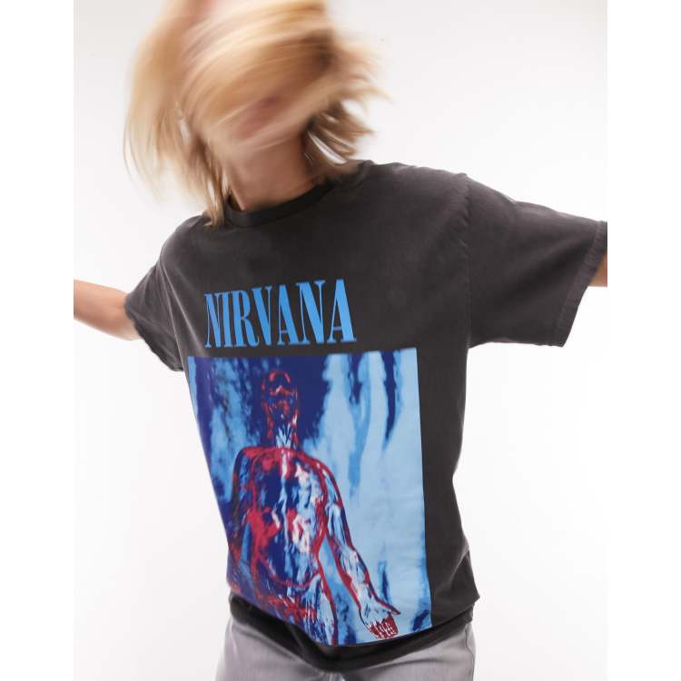 Topshop license graphic Nirvana oversized tee in grey