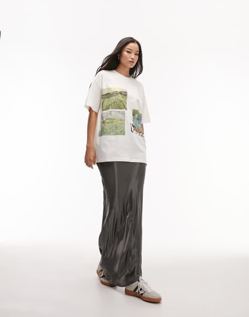 Topshop licensed graphic art Van Gogh oversized tee in white