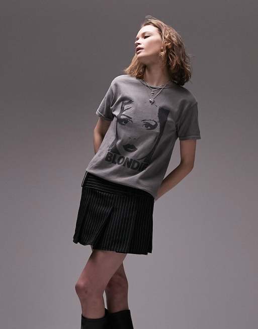 Topshop licensed graphic Blondie shrunken tee in charcoal