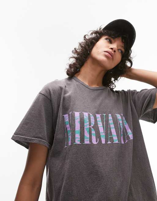 Topshop licensed graphic Nirvana oversized tee in black ASOS