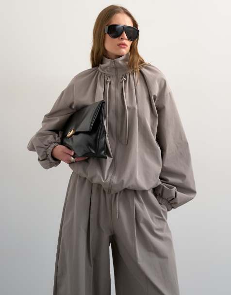 Topshop - Lichtgewicht anorak jack in grijs, deel van co-ord set - view 1