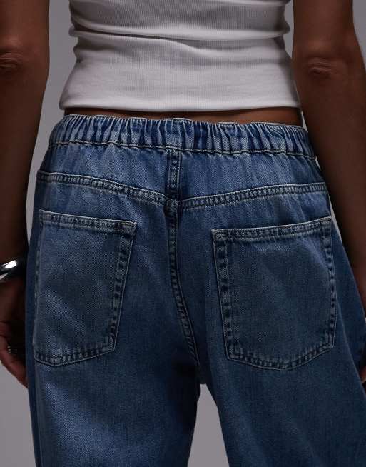Topshop - Lichtgewicht denim joggingbroek in middenblauw, 4 van 5