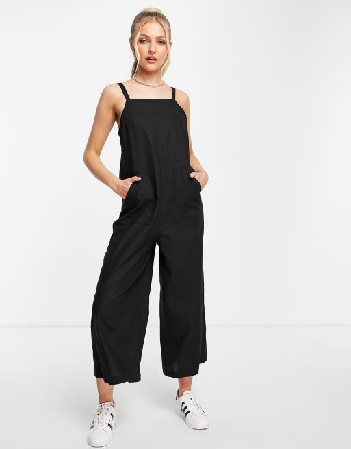 Topshop - Lichtgewicht jumpsuit met wijde pijpen en zakken in zwart