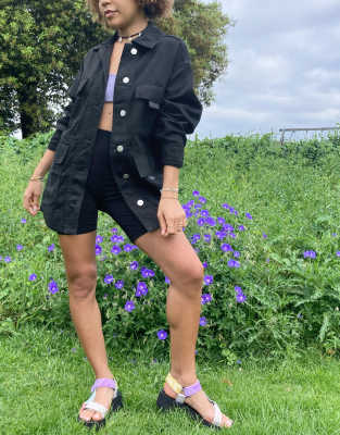 TOPSHOP LIGHTWEIGHT JACKET WITH UTILITY POCKETS IN BLACK,11COLLIEBLK
