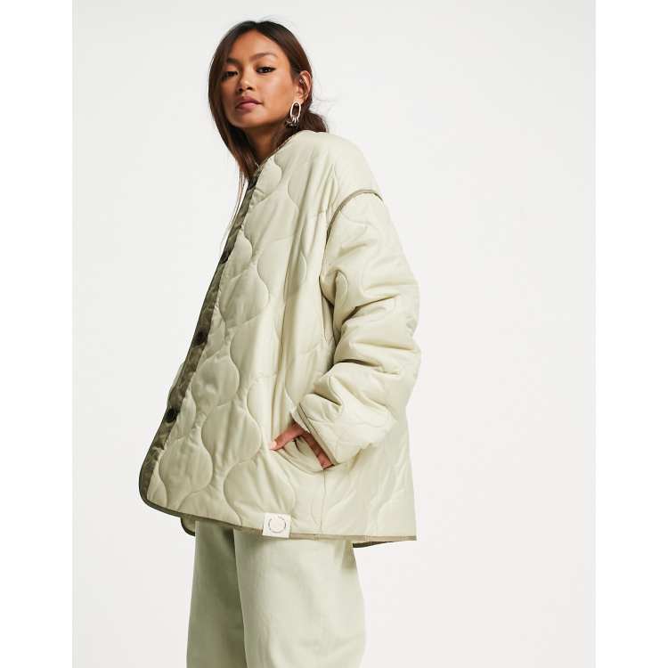 Topshop lightweight quilted liner jacket in gray