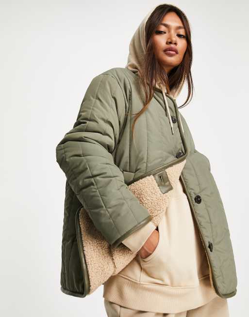 Pull&Bear Borg Lined Parka With Hood In Khaki, $78, Asos