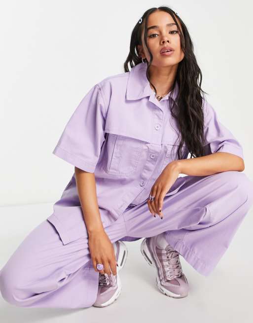 Topshop lightweight short sleeve casual shirt in lilac - part of a set