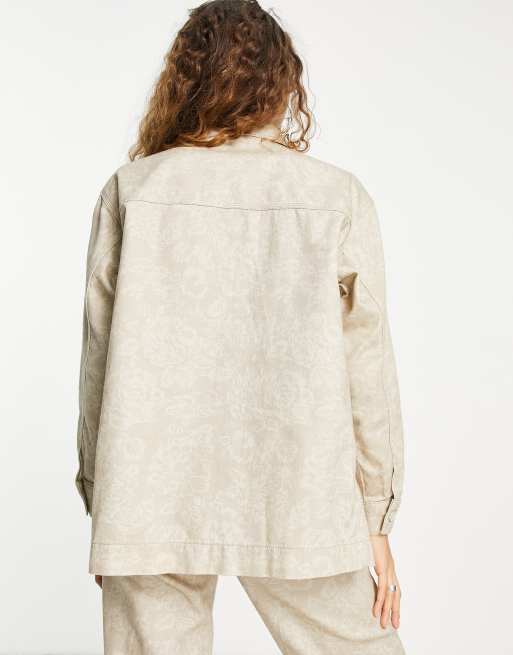 Topshop lightweight subtle floral print jacket in ecru (part of a set), 2 of 4