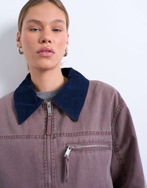 Topshop – Lila arbetsjacka med kontrastkrage, 3 av 4