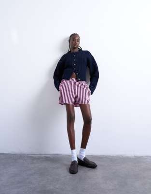 Topshop - Lila-rosa gestreifte Boxershorts