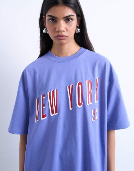 Topshop – Lila t-shirt i oversize med 'New York'-tryck, 3 av 4