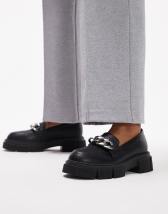 Topshop Lex chunky loafer with metal detail in black | ASOS