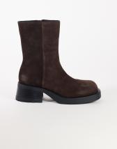 Topshop Lillian real suede chunky ankle boot in chocolate