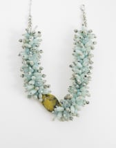 Topshop Lillian statement semi precious beaded necklace in silver and blue