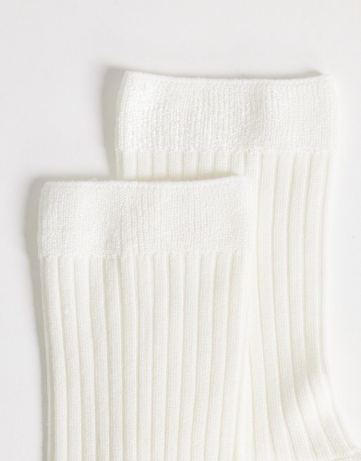 Topshop - Lillie - Calzini a coste bianco sporco, 2 di 3