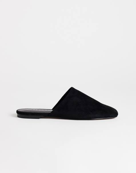 Topshop - Lillie - Chaussures plates en daim véritable à bout rond - Noir - view 1