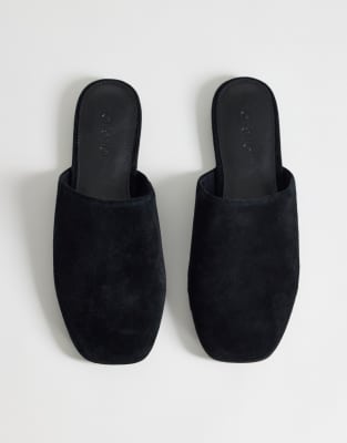 Lillie - Flache Schuhe aus echtem Wildleder in Schwarz mit runder Zehenpartie Schwarz 41