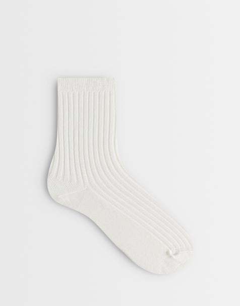 Topshop – Lillie – Gerippte Socken in Wollweiß - view 1