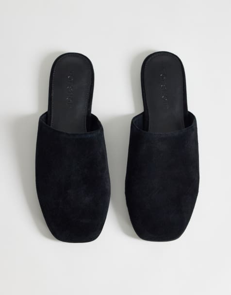 Topshop - Lillie - Platte schoenen van echt suède met ronde neus in zwart - view 1