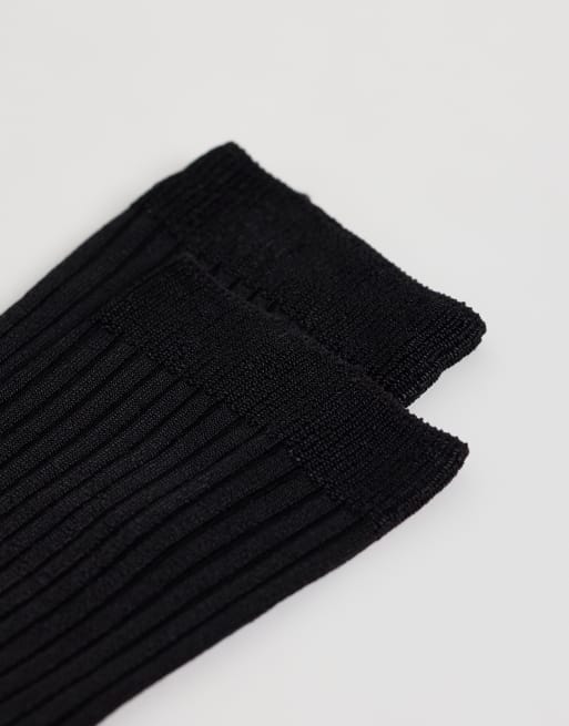 Topshop - Lillie - Sorte ribstrikkede sokker, 2 af 3