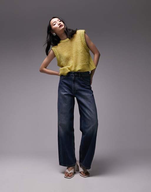 Topshop – Limefärgat, skirt, stickat linne