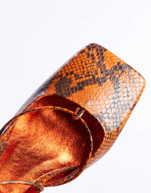 Orange 2024 snakeskin heels