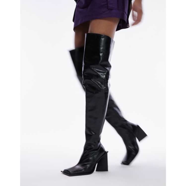 Women leather thigh high on sale boots