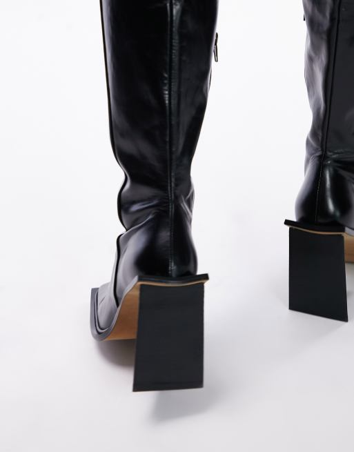 TOPSHOP EDITION Freya premium leather thigh toe boots in | ASOS