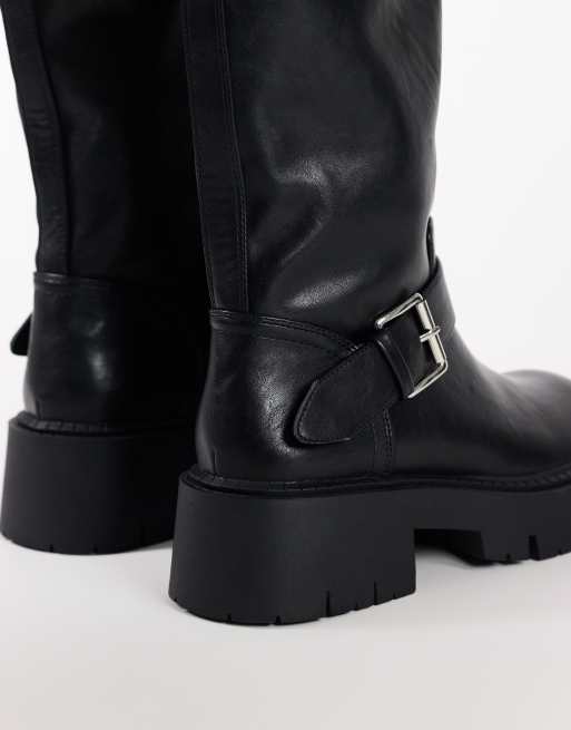 Topshop Lincon chunky ankle boot with buckles in black, 5 of 5