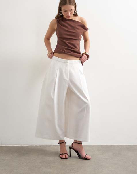Topshop linen A line culotte in white - view 1