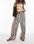 [Topshop] Topshop linen balloon pants in blue multi stripe XS Blue