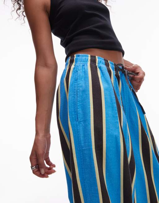 Topshop linen balloon pants in cobalt stripe, 5 of 5