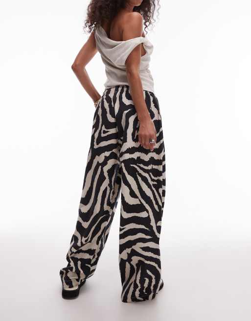 Topshop linen balloon pants in zebra print